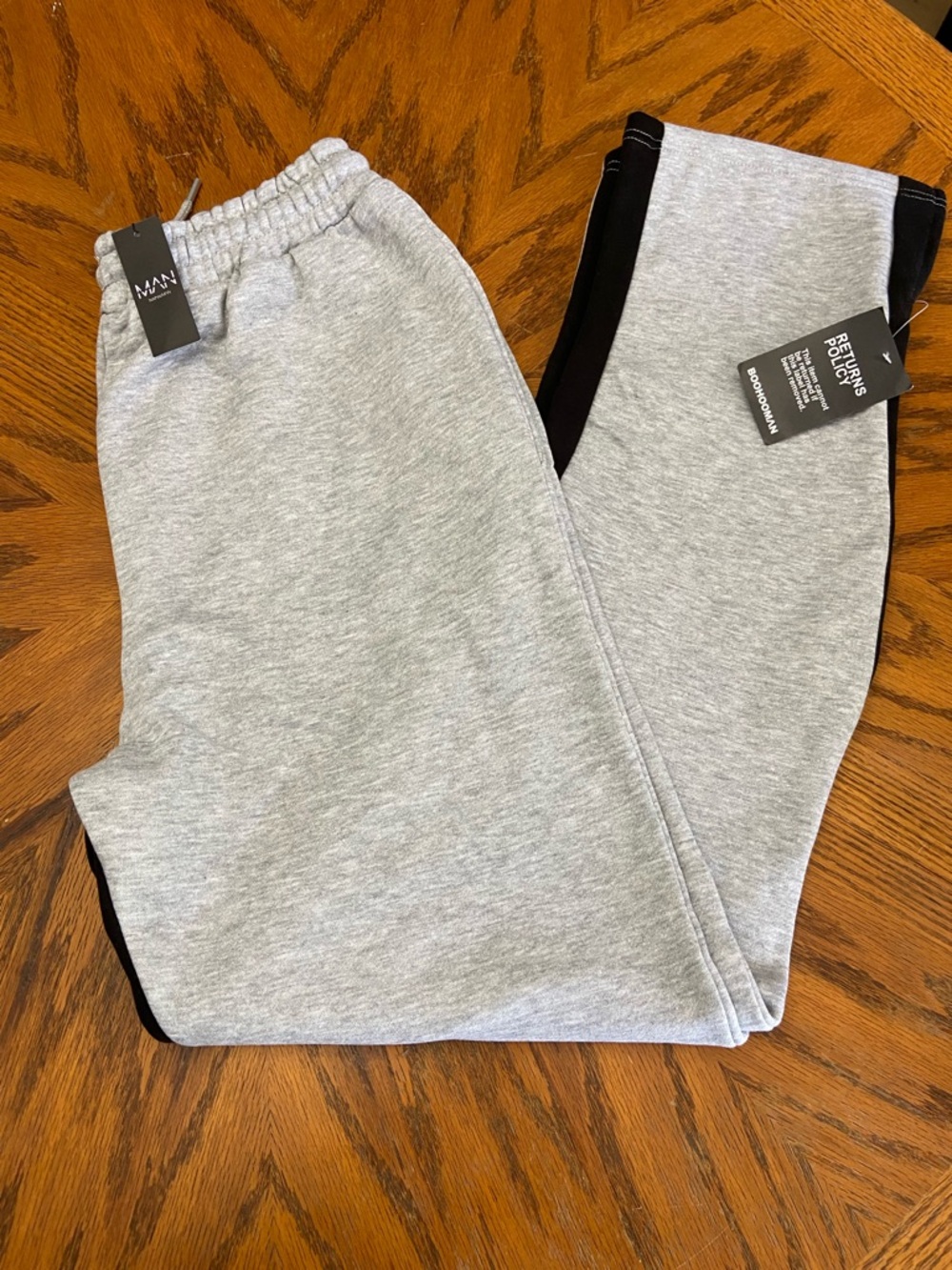 BoohooMAN Gray Marl Joggers with Black Label